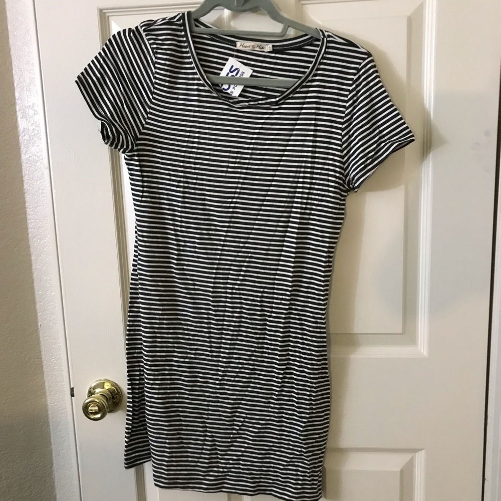 Green and White Striped T-Shirt Dress